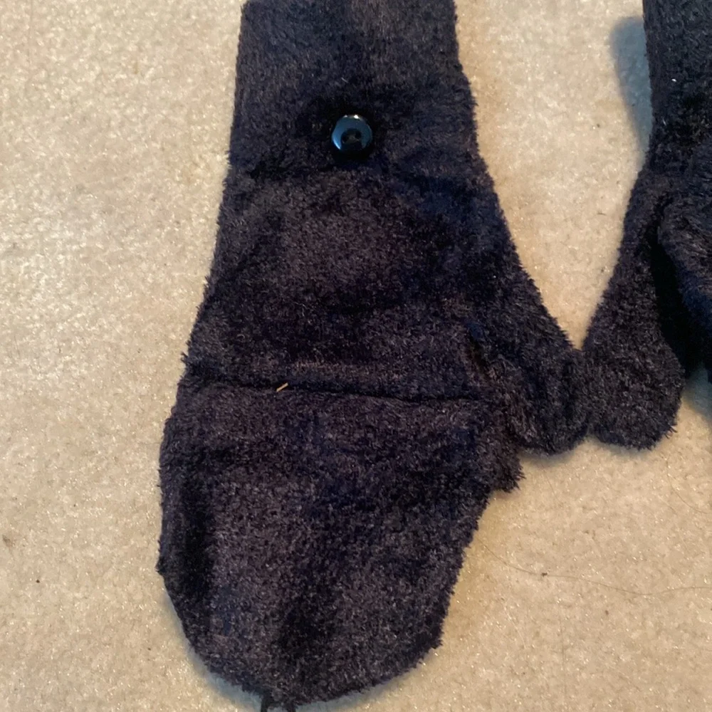 NWOT & Vintage Black Chenille Convertible Gloves/Mittens